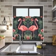thumbnail image 4 of Yayeee Kitchen Curtains Tier Pair Light Filtering 27"x36" Rod Pocket Short Cafe Window Panel, Red Flamingo Pattern, 4 of 7