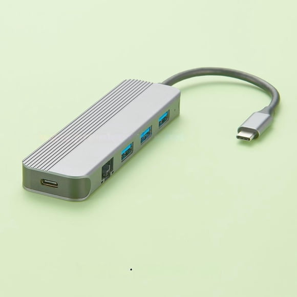 Generic 5 In 1 USB C Hub Docking Station Type C to RJ45 1000Mbps Ethernet Adapter USB3.0 Gigabit LAN Card Extender PD60W Fast Charging