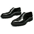 thumbnail image 5 of Santimon Black Dress Shoes for Men Classic Brogue Lace up Oxford Shoes with Thick Sole for Wedding Party US 12, 5 of 8