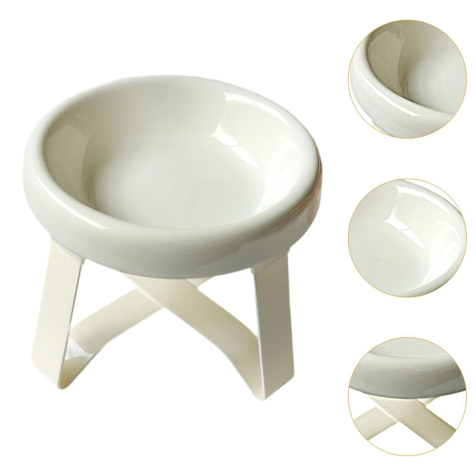 Bothyi Cat Bowl with Stand Ceramic Dog Bowl for Small and Medium Breeds White
