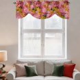 thumbnail image 3 of Tie Up Valances for Windows, Cherry Blossom Adjustable Valance Curtains Window Treatment for Living Room/Bedroom, Pink Yellow Flowers Oil Painting Art Rod Pocket Kitchen Curtains & Drapes 60x18 Inch, 3 of 9