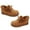 Brown, variant on Huanledash Women Winter Round Toe Thick Heel Low Cut Ankle Snow Boots Plush Warm Loafers