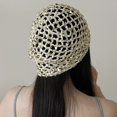 thumbnail image 6 of Byfri Sequin Crochet Skull Cap Hollow Out Summer Beanie Hat for Beach Parties Beige 54-58cm, 6 of 7