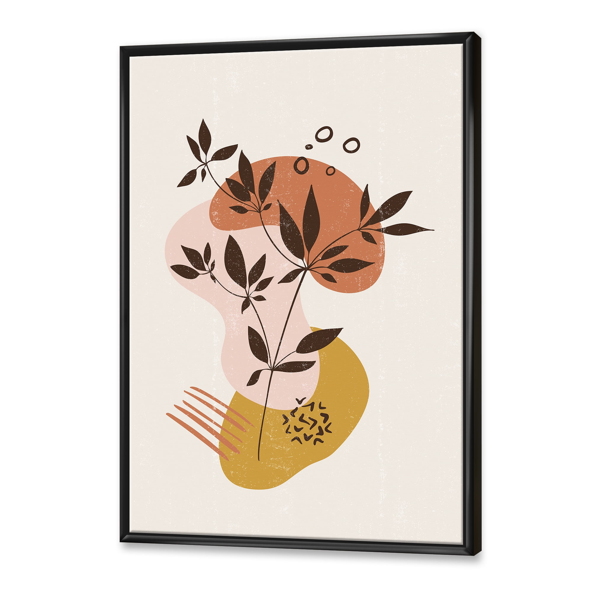 Designart 'Minimalist Shapes With Ancient Plant II' Modern Framed Canvas Wall Art Print