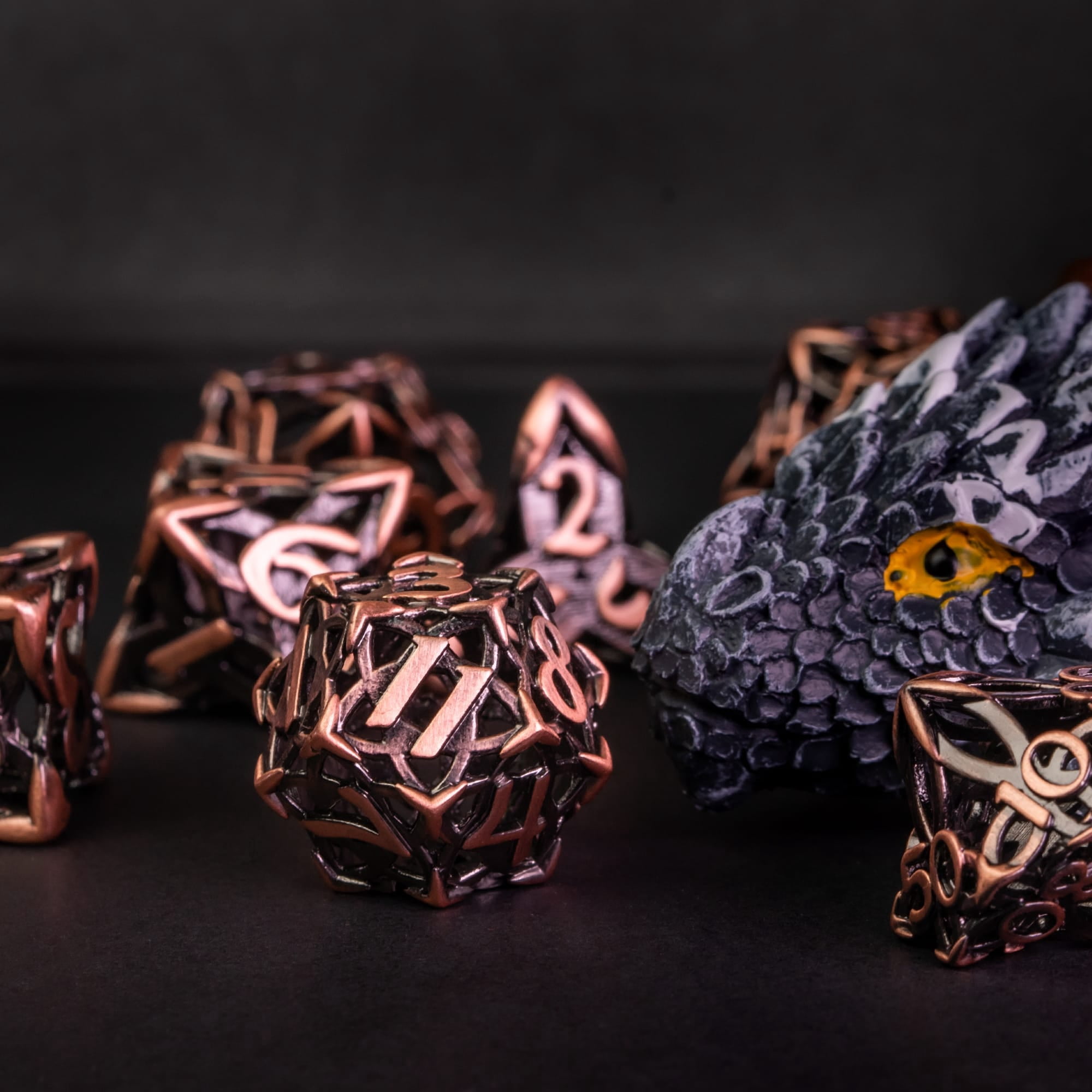 Cusdie Hollow Metal Dice, Celtic Knot D&D Dice, 7 Pcs Metal Dice Set, Polyhedral Dice Set, for Role Playing Game MTG Pathfinder