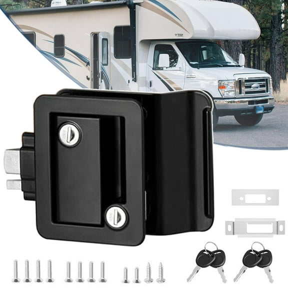 SJPACK Black RV Entry Door Lock Latch Paddle Handle Knob Deadbolt for Camper Trailer Caravan Lock