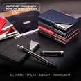thumbnail image 3 of Titular de la tarjeta de nombre comercial de cuero de la PU de lujo y caja de múltiples tarjetas de acero inoxidable, titular de la tarjeta de nombre comercial cartera tarjeta de crédito caj, 3 of 5