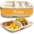 thumbnail image 1 of KAKOWELY 25 platos desechables para tacos con acompañamientos para mojar, soporte para tacos, bandeja para servir tortillas, suministros para fiestas mexicanas., 1 of 4