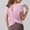 Pinks, variant on Summer Tee Tops for Women New Women’s Yoga Workout Tops Fashion Back Crossover Shorts Sleeve T-Shirt Round Neck Breathable Sport Tee