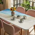 thumbnail image 3 of Blue Beach Coastal Table Cloths for 5 Foot Rectangle Tables, Summer Ocean Nautical Seaside Patio Waterproof Elastic Fitted Tablecloths, Washable Rectangular Table Cover for Camping, 3 of 8