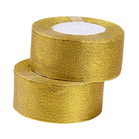 2 Rolls 1.57Inch 25 Yards Gold Glitter Ribbons Metallic Ribbons for Crafters Gifts Wrapping Decorations DIY Crafts Arts