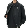 thumbnail image 1 of Leather Jacket Men Men's Fashion Motorcycle Leather Jacket with Solid Color and Long Sleeves Motorcycle Jacket Men, 1 of 5