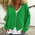 thumbnail image 2 of SuTry Women's Fashion Print Plush Cardigan Fall Winter Thermal V-Neck Front Zipper Long Sleeve Casual Outerwear Womens Tops(Green,2XL), 2 of 5