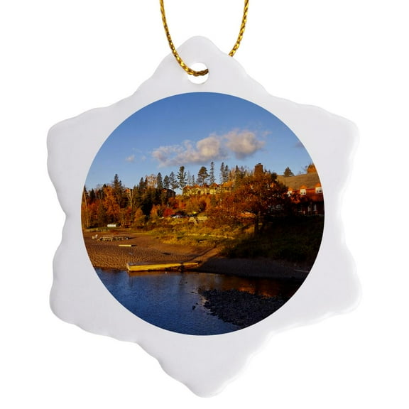 3drose, Lutsen Resort on Lake Superior, Minnesota - Us24 Cha0060 - Chuck Haney, 3 inch Snowflake Porcelain Ornament
