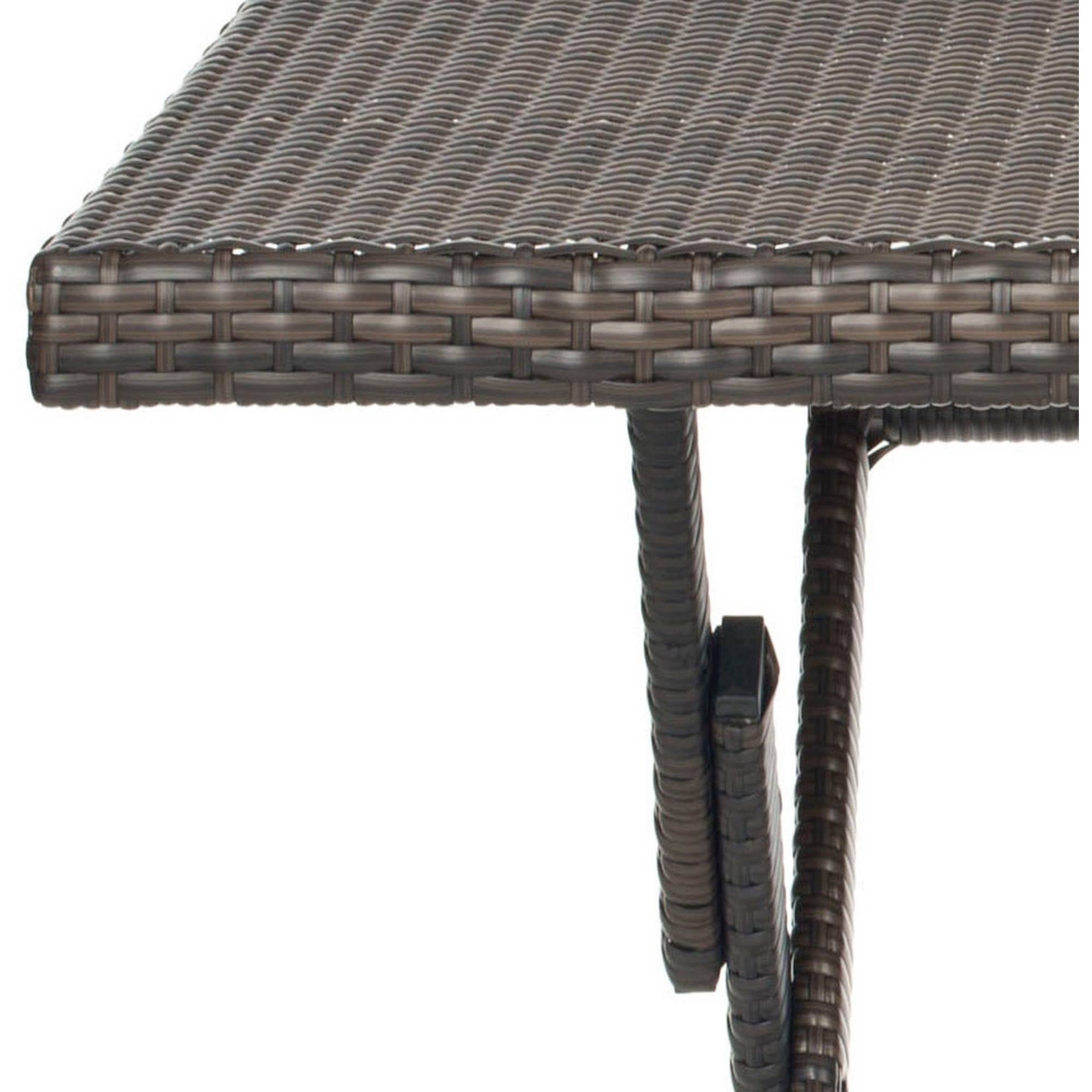 SAFAVIEH Samana Outdoor Patio Square Rattan Folding Table, Brown