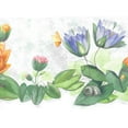 thumbnail image 1 of Dundee Deco Prepasted Wallpaper Border - Floral Orange, Pink, Blue Flowers, Frog, Butterfly, 15 ft x 6.5 in, 1 of 6