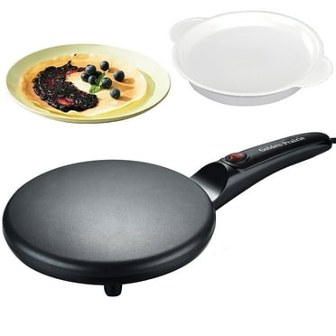 8" Non-Stick Crepe Maker, Electric Griddle, Crepe Pan, Auto Thermostat Control, Handheld Long Handle, w/Batter Bowl, Portable Breakfast Maker for Pancake, Blintz, Chapati, Tortilla