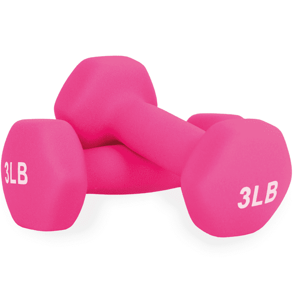Set de 2 Mancuernas X-Rush Hexagonales de 3 lbs (6 lbs) con Recubrimiento de Neopreno Rosas