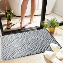 sruoe Bath Rugs, Bath Mats for Bathroom Floor, Bathroom Rugs, Non Slip WaterAbsorbent Stain Resistant Bath Mats, Polyester Mat, Bathroom Door Mat Household Use, Gray