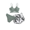 thumbnail image 2 of Traje de baño de 2 piezas para mujer, trajes de baño para mujer, bikini liso con tirantes y abertura en V, conjunto de traje de baño de tres piezas para mujer, 2 of 7