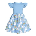 thumbnail image 5 of SGFCWSX Toddler Girls Summer Dress Flutter Sleeve Bunny Print Party Casual A-Line Dress for Kids Blue Size 5T, 5 of 6