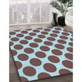 thumbnail image 3 of Ahgly Company Machine Washable Indoor Round Transitional Blue Lagoon Blue Area Rugs, 7' Round, 3 of 7