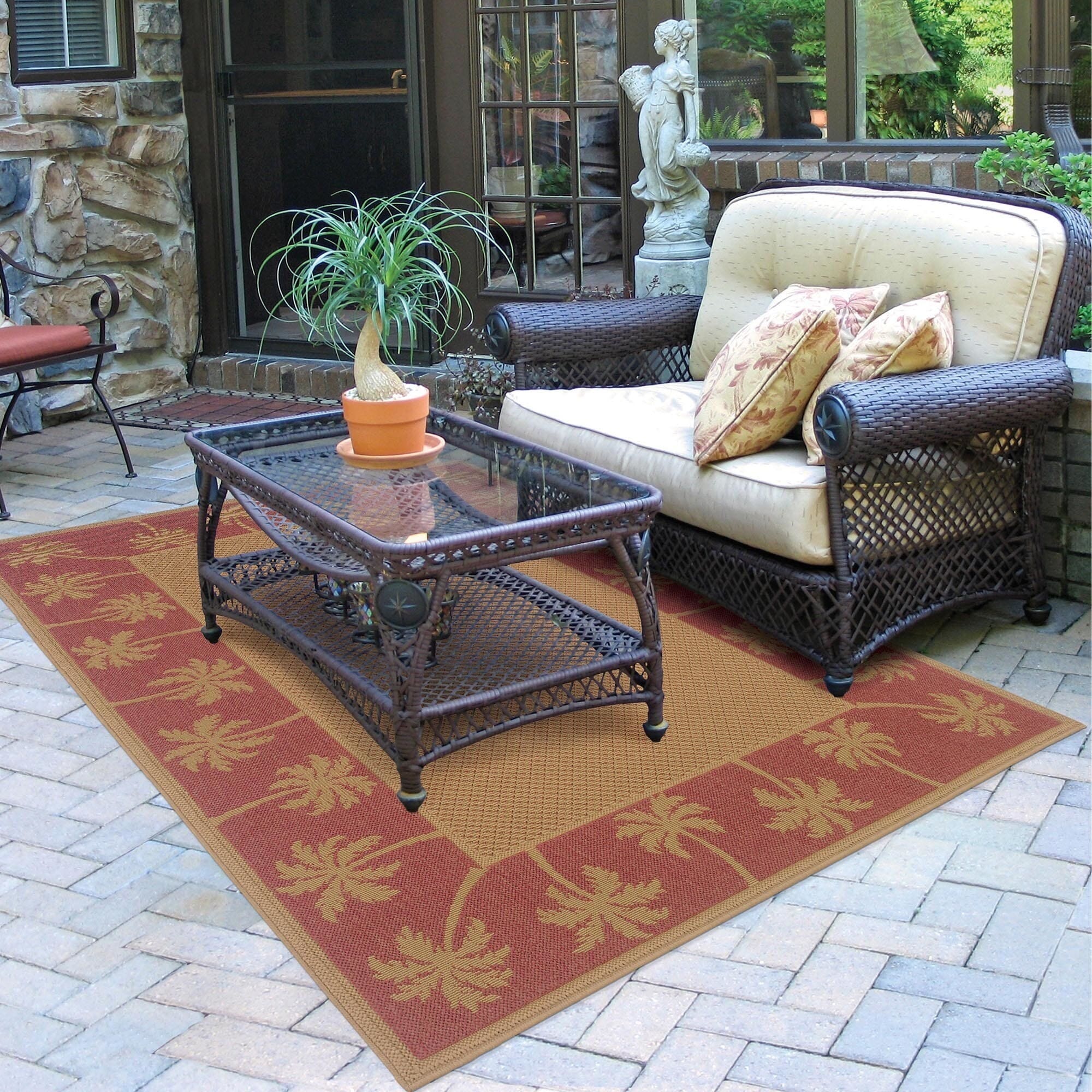 Style Haven Laguna Palm Borders Indoor/ Outdoor Area Rug Tan/Cream 2'3 ...