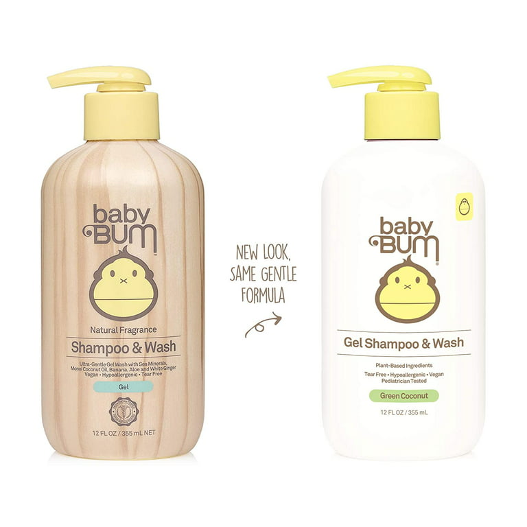 Baby Bum Shampoo & Wash Gel, Tear Free Soap for Sensitive Skin  withNourishing Coconut Oil, Natural Fragrance, Gluten Free and Vegan