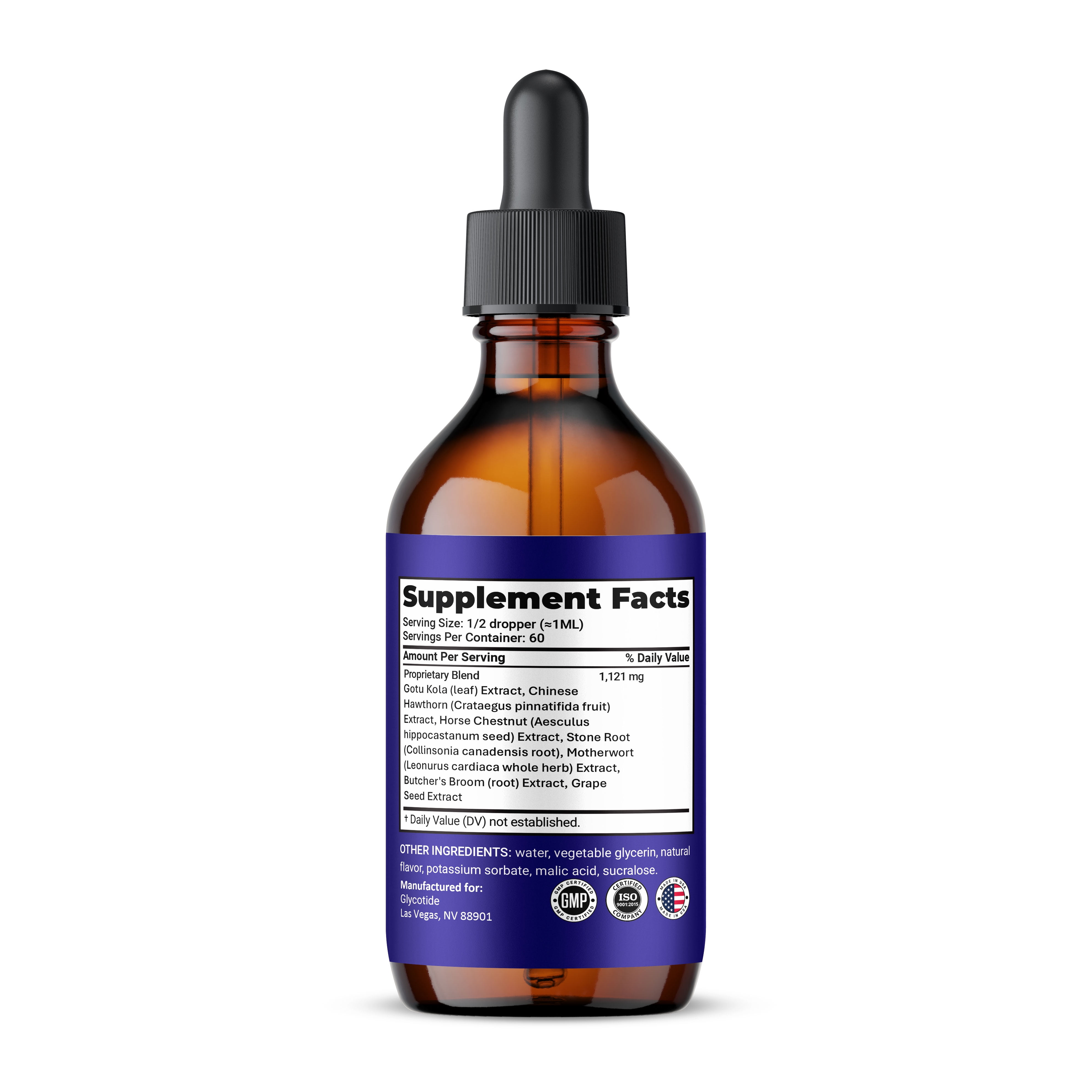 Glycotide Drops Liquid Supplement, Glyco tide Supplement, All Natural Formula, 60 mL per Bottle (2 Pack)