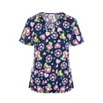 thumbnail image 3 of Top exfoliante con cuello en V para mujer, Uniforme de Trabajo de enfermera con bolsillos laterales, camiseta cómoda y duradera para tienda de SG, 3 of 8