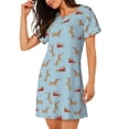 thumbnail image 2 of Fotbe Dachshund Dog Pattern Women's Cotton Nightgown Sleepwear Short Sleeves Shirt Casual Print Sleepdress, 2 of 6