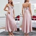 thumbnail image 6 of Satin Nightgowns for Women Long Silk Nightdress Vintage Lace Chemise Maxi Sleepwear Pink XL(XL), 6 of 6