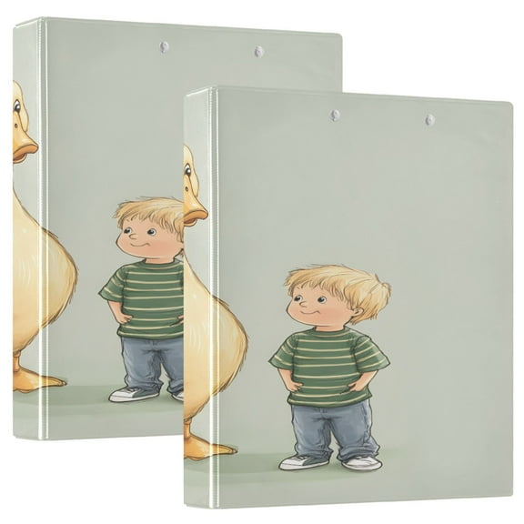 Oversized Yellow Duck 12.4x10.6in PVC Round Ring Binder, D-Ring 3-Hole, Metal Clip, 200 Sheets