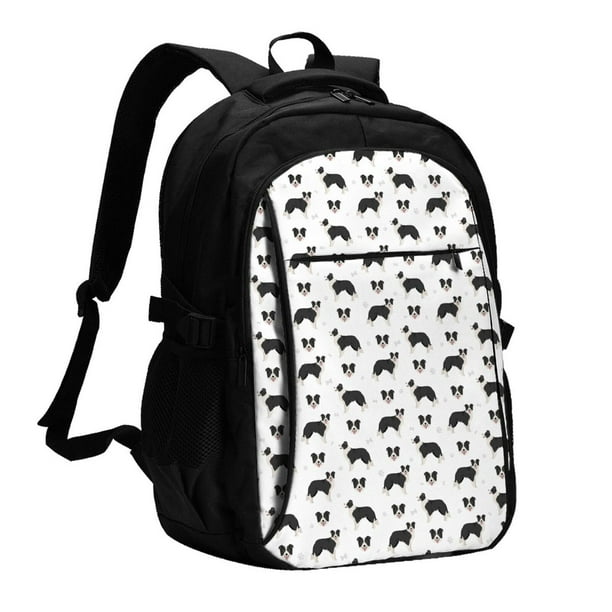 Easygdp Border Collie Dog Mochila para Laptop de Viaje con Puerto USB, Mochila para Laptop con Puerto de Carga USB para Mujeres y Hombres