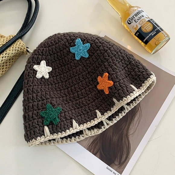 Zhengup Handmade Knitted Wool Hat Star Fisherman Hat Female Winter Version Of The Face Face Small Head Enclosure Barrel Hat To Keep The Hood