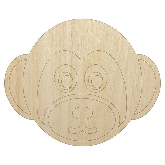 Cute Monkey Face Wood Shape Unfinished Piece Cutout Craft DIY Projects - 6.25 Inch Size - 1/4 Inch Thick