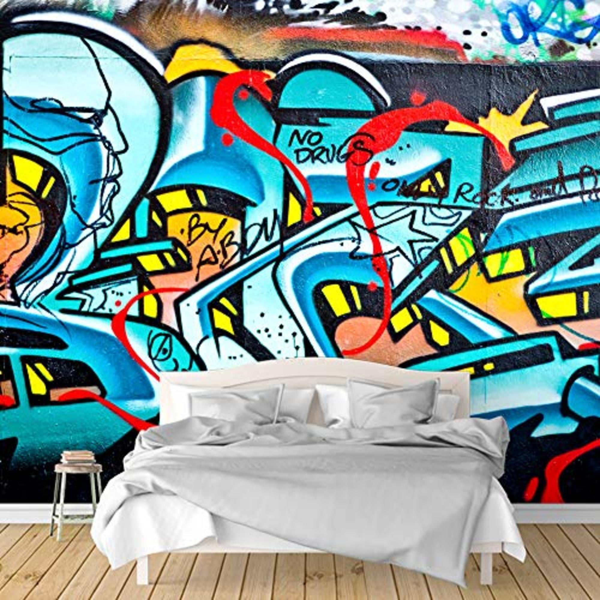 Large Wall Mural Cool music graffiti  Peel and Stick Fabric Wallpaper   RoyalWallSkins