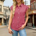 thumbnail image 2 of WHEANG Womens Button Down Shirts Cotton Sleeveless Blouses 2026 Summer V Neck Basic Casual Loose Fit Tank Blouse Tops for Women Fashion Sleeveless Tops for Women Red L, 2 of 6