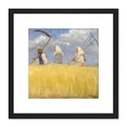 thumbnail image 1 of Anna Ancher Harvesters 8X8 Inch Square Wooden Framed Wall Art Print Picture with Mount, 1 of 4
