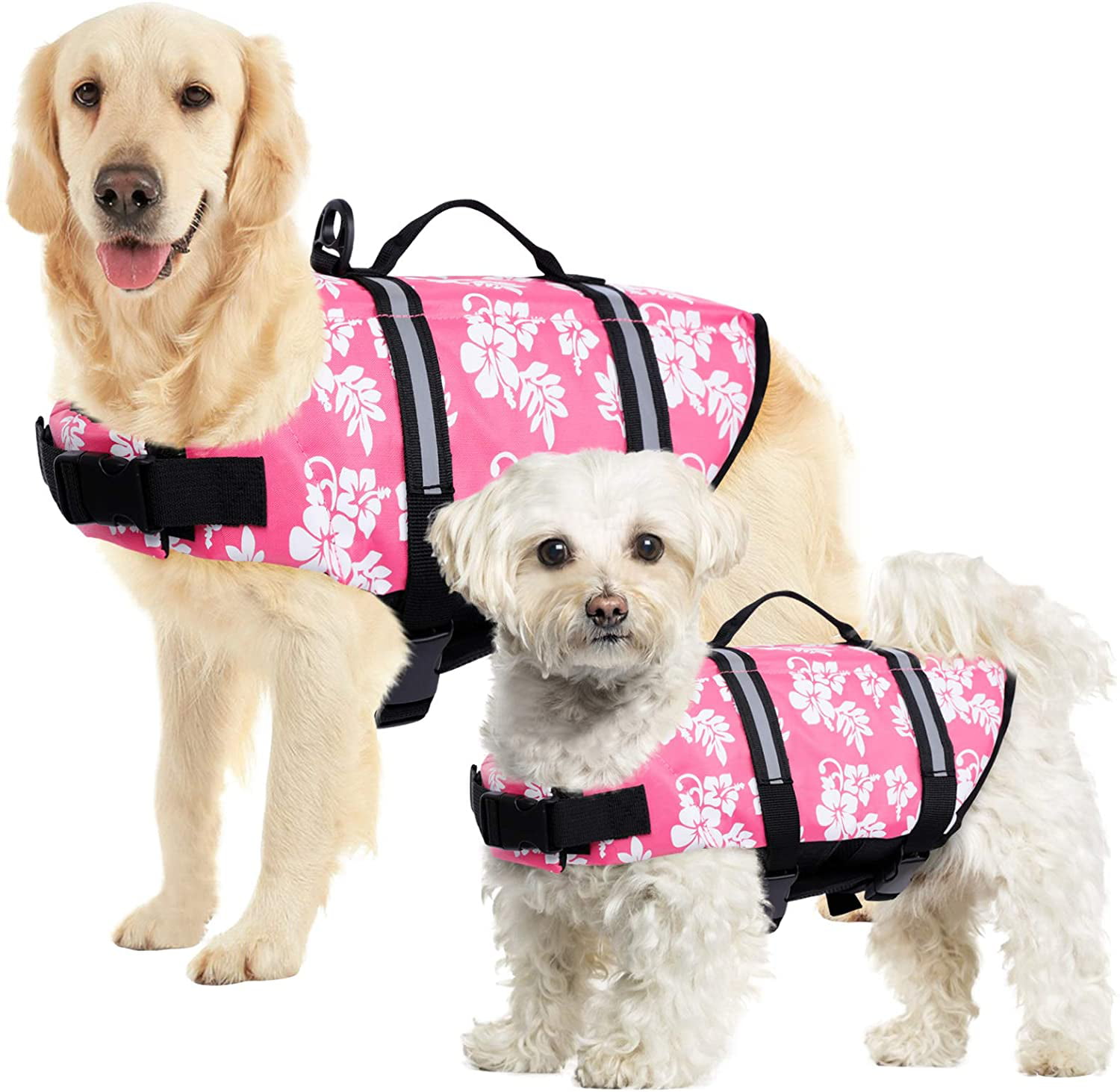 Safety Pet Flotation Life Vest with Reflective Stripes and Rescue Handle Blue, L Adjustable Puppy Lifesaver Swimsuit Preserver for Small Medium Large Dogs SUNFURA Ripstop Dog Life Jacket 