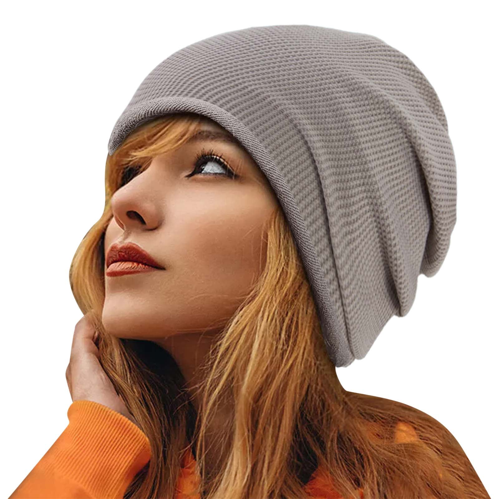 Chuarry Distressed Knitted Beanie Fuzzy Winter Hats Thick Warm