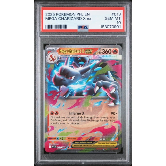 Collectible 2025 Pokemon Mega Evolution Phantasmal Flames Mega Charizard X Ex #013 PSA 10