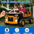 thumbnail image 6 of FINITO 12V 10Ah Ride on Tor for Toddlers, Powerful 4 Wheels Electric Dump Truck, 2 Seater Kids Ride on Car w/Parent Remote Control, Music, up to 5MPH, Yellow, 6 of 9