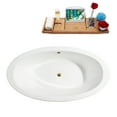 thumbnail image 3 of 65" Cast Iron R5442BL-GLD Soaking Clawfoot Tub and Tray with External Drain in Polished Gold and Matte Black Clawfeet, 3 of 10