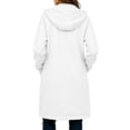 thumbnail image 2 of FAIOROI Hooded Coats for Womens Mid Length Drop Shoulder Hand Pockets Polyester Hoodie,White S, 2 of 5