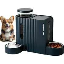 Nomipaw Cat Dog Feeder and Waterer - Automatic Gravity Feeding - Two-in-One - 1.6 Gallon Each Feeder - Dark Blue