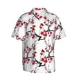 thumbnail image 2 of Balery Cherry Blossoms Print Men's Hawaiian Shirts Short Sleeve Beach Shirt Relaxed Fit Vacation Button Down Shirts-Medium, 2 of 9