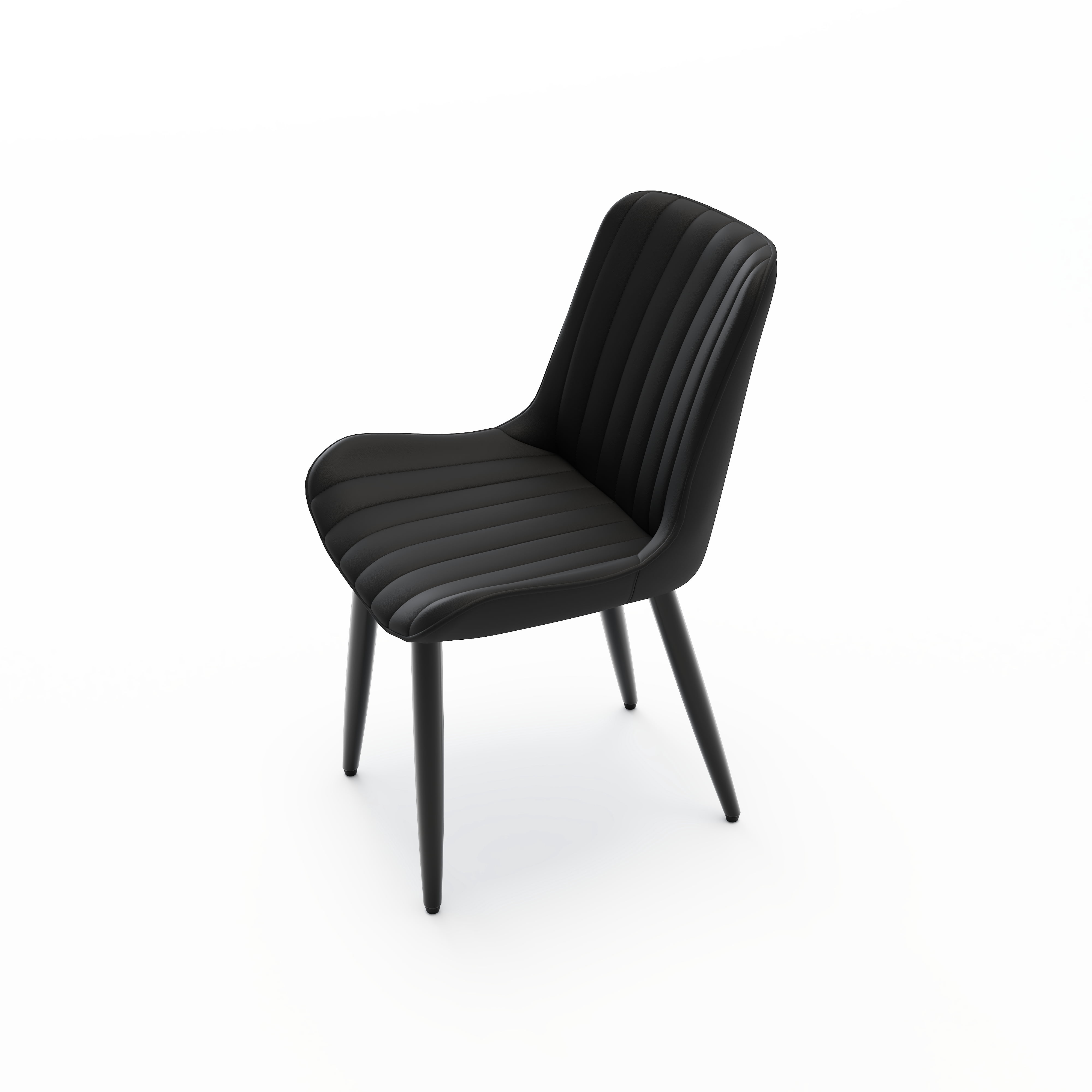 Noble House Modern PU Leather Dining Chairs with Metal Legs, Armless Side Chairs for Kitchen, Black, Set of 2