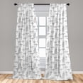 thumbnail image 5 of Ambesonne Mushroom Curtains, Monochrome Doodle Art, Pair of 28"x95", White Black, 5 of 5