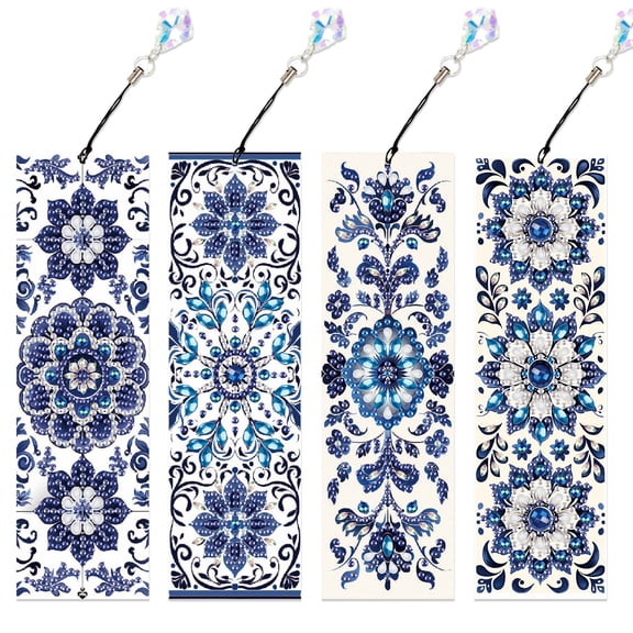 4pcs Diamond Art Painting Kit Blue Flowers